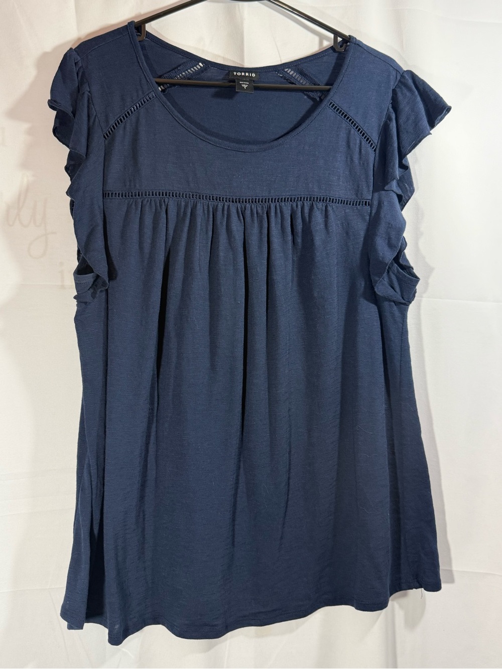 Torrid Navy Ruffle Sleeve Blouse Size 1X